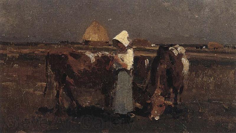 Nicolae Grigorescu Peasant Watching her Cows at Barbizon Germany oil painting art